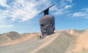 Gansu Province, China. A 12.5-meter-high outdoor sculpture of The Emperor in Han dynasty in Guazhou. With red sandstone as the main material, the work uses the current advanced 3D scanning and digital technology to create data, then 3D carving in blocks, and finally sculpted and installed block by block.