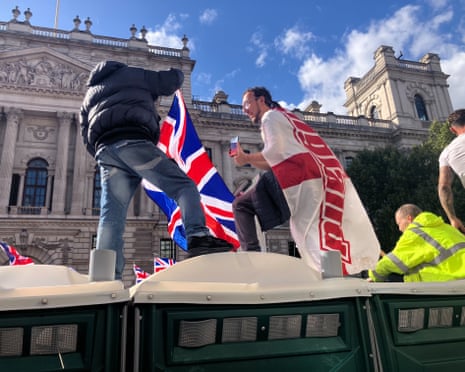 People stood with flags