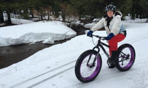 Merope Mills on her fatbike in Tahoe Donner