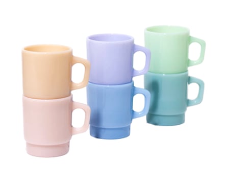 Set of six Yod & Co DD pastel mugs.