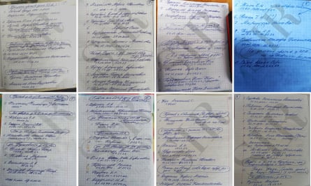 Pages 1-8 of a handwritten list of the dead.