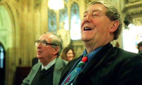 Austin Mitchell, right, and Denis Healey at the opening of the parliamentary photographic group’s exhibition in the House of Commons, 2001.