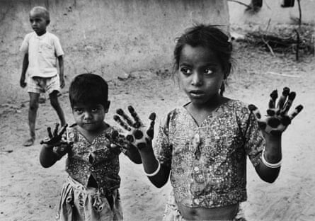 Children With Mehndi on Their Hands (Rajasthan), 1972, by Jyoti Bhatt at MAP Bengaluru.
