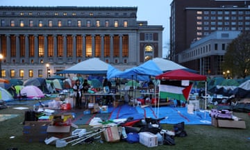 Protesters continue to maintain the encampment on the Columbia University campus in New York.