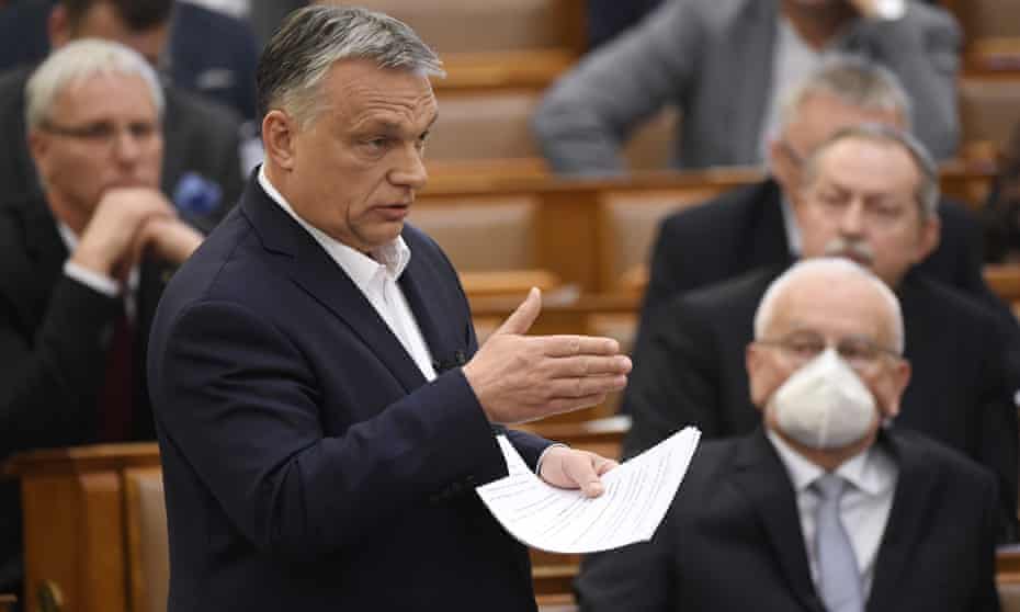 Hungarian Prime Minister Viktor Orbán in the House of Parliament in Budapest, Hungary.