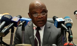 Dr John Nkengasong, the director of the Africa Centers for Disease Control, speaking during a news conference on class=