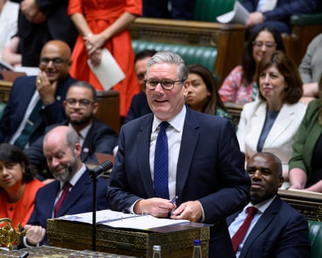 Keir Starmer addresses the Commons during his final PMQs, surrounded by his Labour colleagues