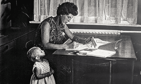 Ann Moffatt working on the Concorde in 1966 while caring for her young child.