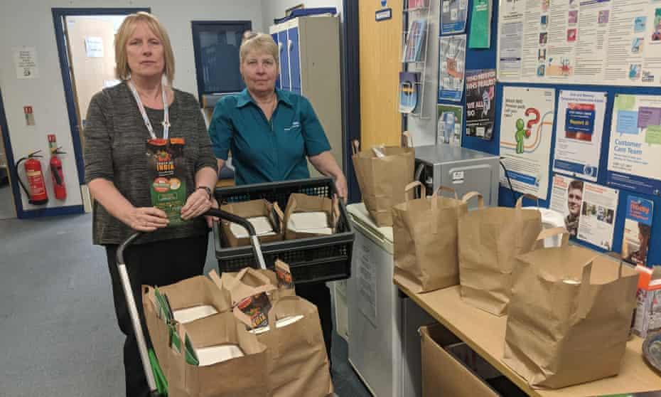 Yvette Black (left) and Dawn Sturgeon-Brown in Sheppey community hospital with some of the free meals Taste of India has provided for NHS staff