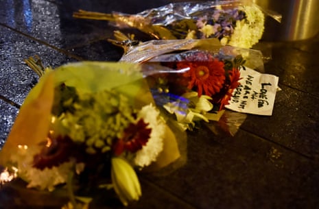 Flowers have been laid at the scene after the attack on Westminster Bridge.