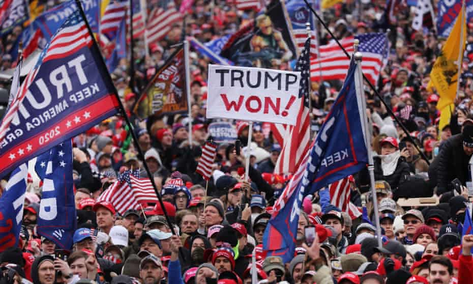 Trump supporters at the ‘Stop the Steal’ rally in Washington DC on 6 January, ahead of the Capitol attack.