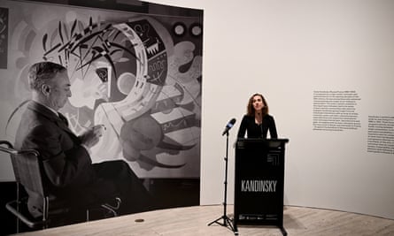 Megan Fontanella speaks during a media preview of the Sydney Kandinsky exhibition at the Art Gallery of NSW.