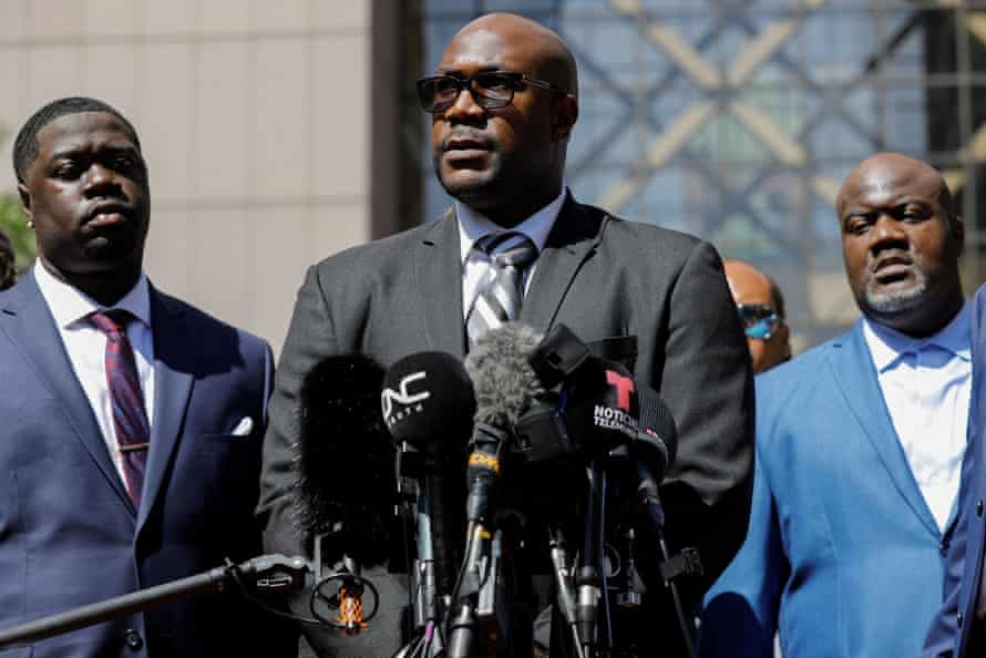 Philonise Floyd addresses the media after the Derek Chauvin sentencing.