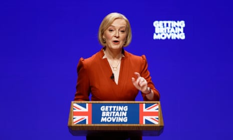 Prime minister Liz Truss speaks during the final day of the Conservative Party Conference in Birmingham.