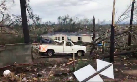 This photo shows debris in Lee County, Alabama, after what appeared to be a tornado struck in the area on Sunday.