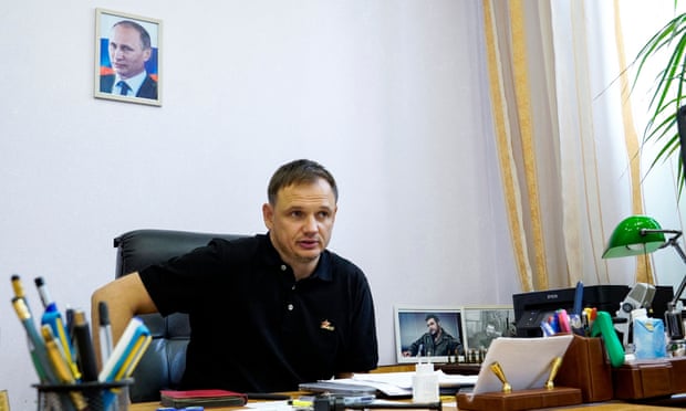 Kyrylo Stremousov, the deputy head of the Russian-backed administration in Kherson, in his office