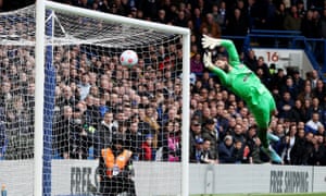 Chelsea’s Antonio Rudiger scores their first goal past Brentford’s David Raya.