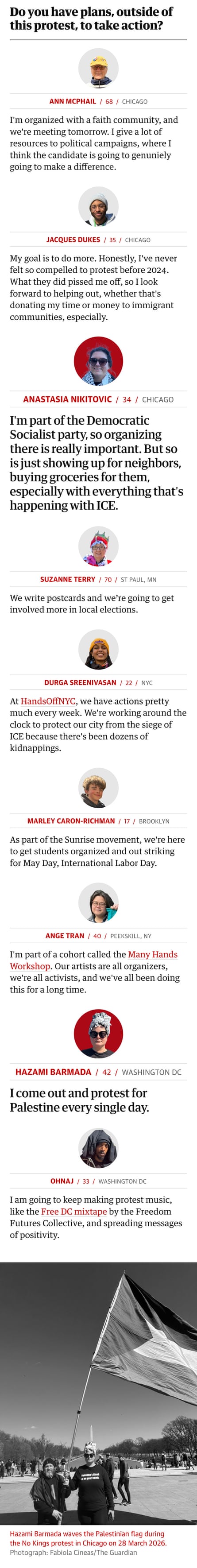 Infographic about protesters on No Kings in march 2026. Guardian Design