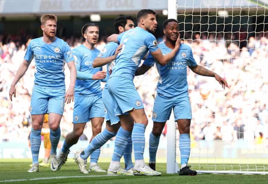 Sterling celebrates scoring.