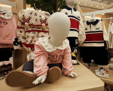 Mouse-themed children’s clothing in the new store.
