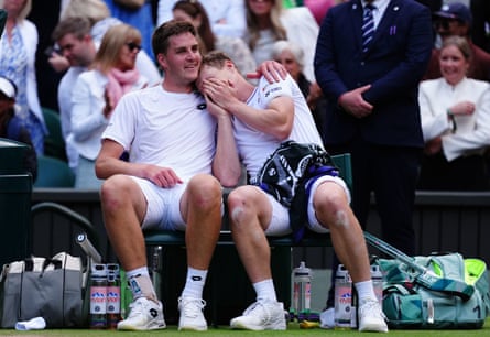 Patten and Heliövaara share an emotional hug after the match