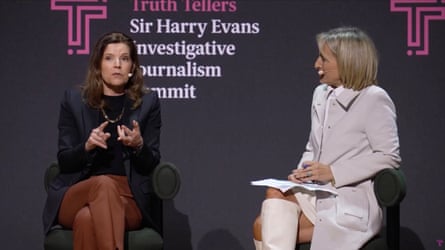 Emma Tucker and Emily Maitlis at a discussion