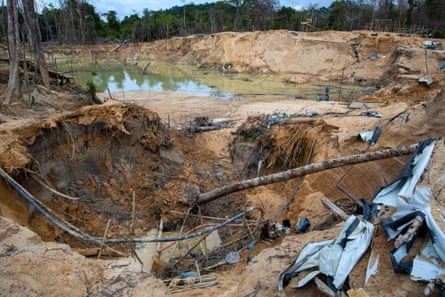 The aftermath of illegal goldmining.