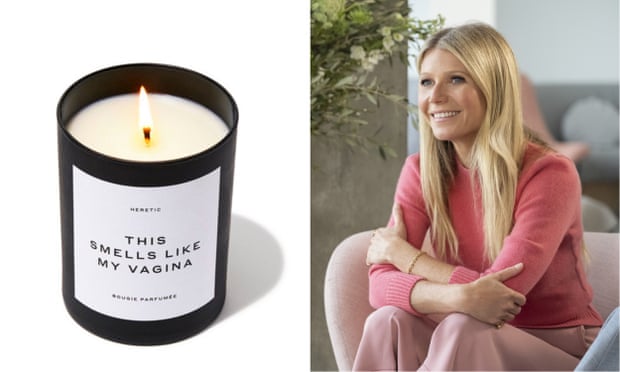 Gwyneth Paltrow with candle named This Smells Like My Vagina.