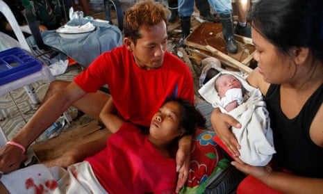 A mother recuperates at a makeshift clinic after typhoon Haiyan hit the Philippines. Ketamine is particularly useful for emergency caesarean sections. 