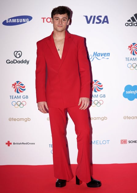 Tom Daley in platforms on the red carpet.