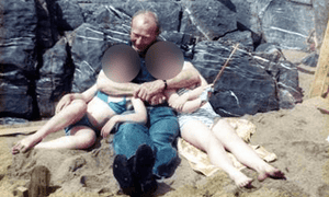 Thaddeus Kotik and two children on Caldey Island.