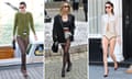 Hotpants composite featuring (L-R) Emma Corrin is seen arriving at the 80th Venice International Film Festival 2023, Sydney Sweeney attends the Miu Miu Womenswear Fall/Winter 2024-2025 show and Kristen Stewart is seen on March 12, 2024 in New York City