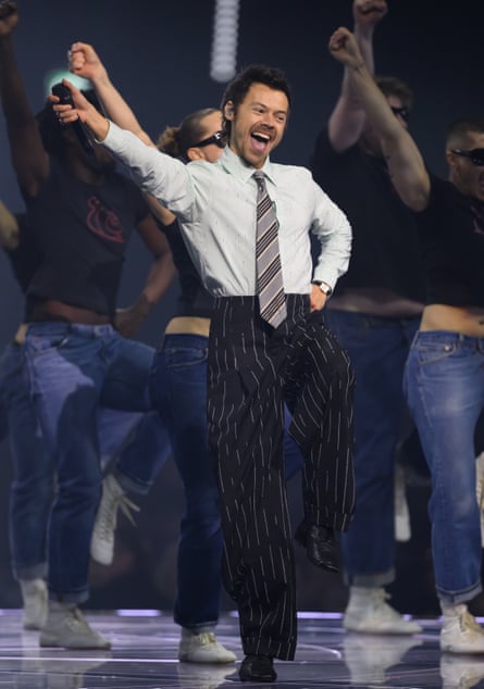 Harry Styles performs at this year’s Brits.