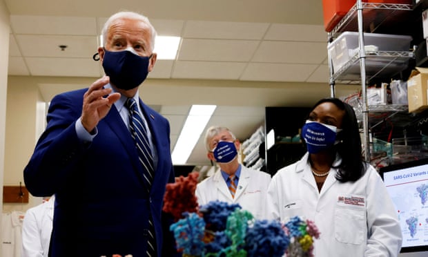 Biden at the National Institutes of Health in Bethesda, Maryland earlier in February. At the heart of Biden’s efforts is his plan to immunize a nation of 330 million people.