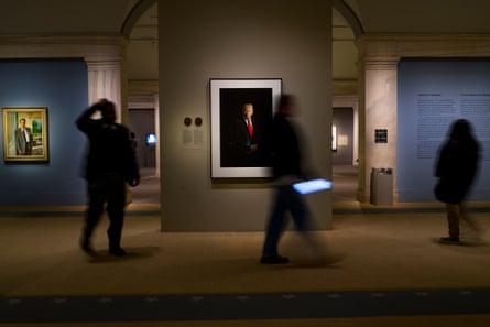 Portraits of US presidents exhibited at the National Portrait Gallery in Washington DC, USA.