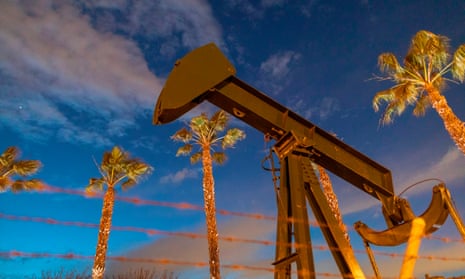 Pump jacks draw crude oil from the Long Beach oilfield in California