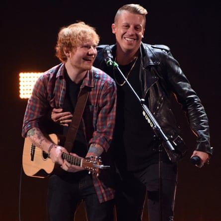 Sheeran and Macklemore on stage