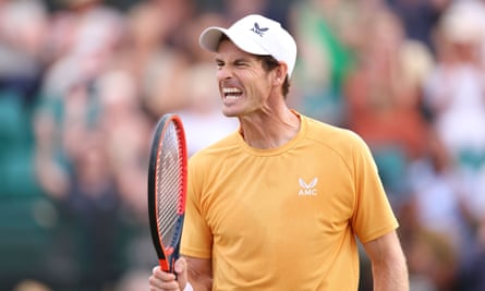 Andy Murray celebrates a point in June 2022