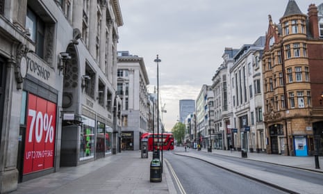 A deserted Oxford Street in London during the coronavirus lockdown.