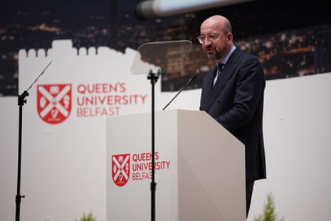 Charles Michel speaking at Queen's University Belfast this afternoon.