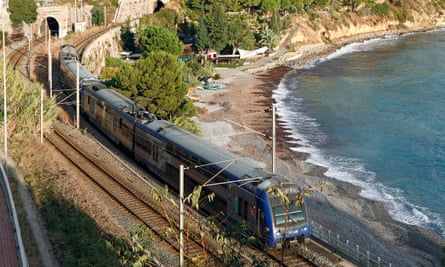Train by the coast in Italy