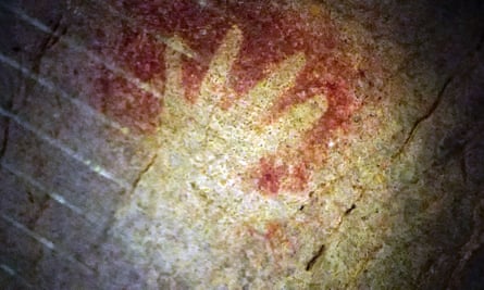 Series with a further reach: clip from Civilisations showing a hand stencil dated 37,000 BCE.