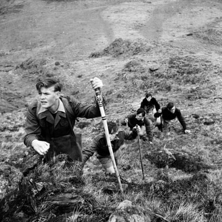 Sea school hike on 18 June 1949: A party from the Outward Bound School at Aberdovey are due to complete a cross country hike from Barmouth back to the school as part of the toughening-up procedure.