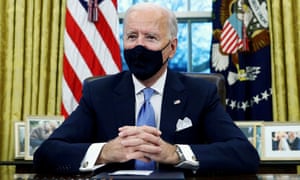 Joe Biden in the Oval Office of the White House in Washington on 20 January 2021.
