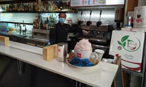Jaskaran Singh, a worker at Caffè Barrique, as Italy slowly emerges from strict lockdown.