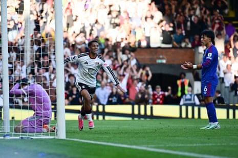 King celebrates as Fulham take the lead.