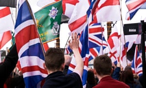 English Defence League and Britain First supporters participating in an anti-Islam march in central London.