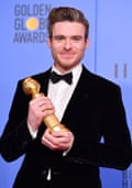 Actor Richard Madden with Best Performance by an Actor in a Television Series Drama Golden Globe he won for Bodyguard, January 2019
