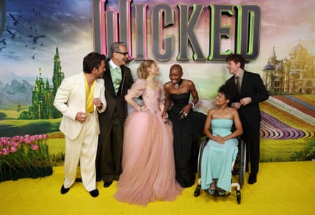 Jonathan Bailey, Jeff Goldblum, Ariana Grande, Cynthia Erivo, Marissa Bode and Ethan Slater at the Wicked Australian premiere in Sydney last year.