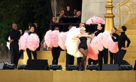Lady Gaga and dancers performs before the opening ceremony of the Olympic Games in Paris.